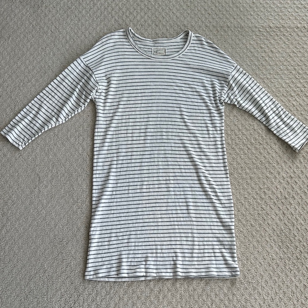 Current/Elliott The Painter Tee Cotton Midi Dress Cream Duet Stripe 2 Lagenlook